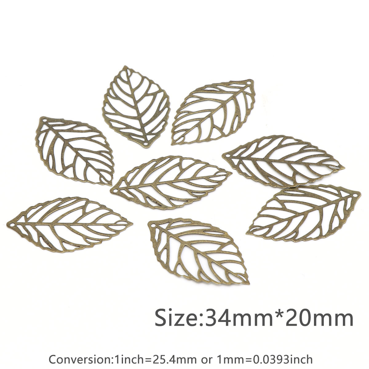 100 stuks ambachtelijke holle bladeren hangers klassieke multifunctionele metalen blad charme geavanceerde DIY filigraan sieraden maken accessoire: Bruin