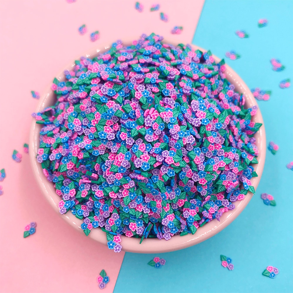 100g Clay Flowers with Leaves Slice Polymer Clay Sprinkles for Crafts Making Nail Art Decor Scrapbooking DIY Accessories 5mm