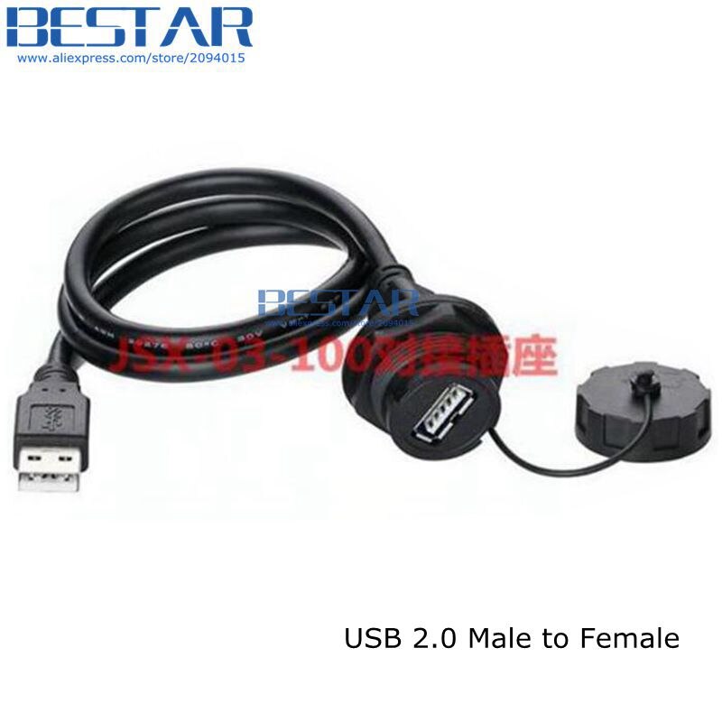 USB 2.0 Panel Mount IP67 Waterproof USB2.0 Connector Cable 1m 3ft USB Socket Male to Female Extension cord cables Water Proof