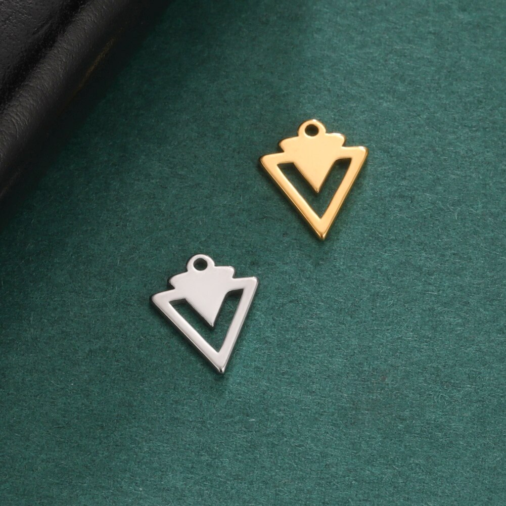 EUEAVAN-5 unids/lote de abalorios de acero inoxidable para la fabricación de joyas, colgante cuadrado triangular geométrico para pulseras, pendientes, accesorios