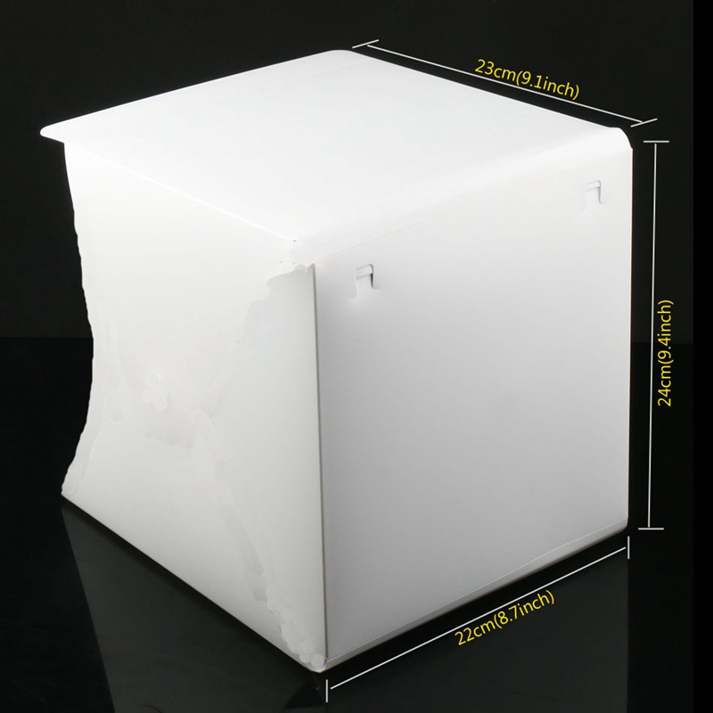 Mini boîte de Studio Photo, 8.9X9X9.5 pouces Kit de tente de lumière de photographie Portable, Softbox d'éclairage pliant blanc avec 40 lumières Led