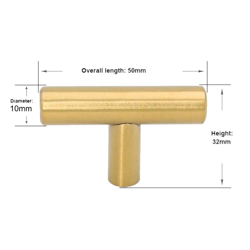 50mm lange enkelgats kastknoppen en handgrepen deurkasten lades slaapkamermeubelgrepen geborsteld  ,20- pack, goud