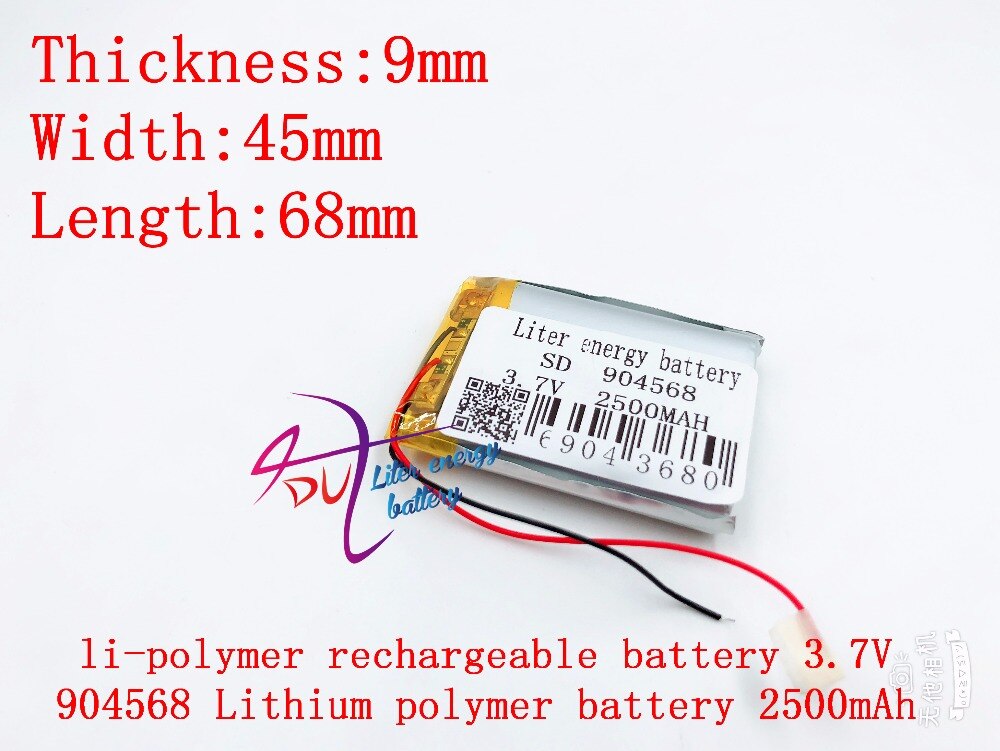 Li-po 3.7 V, 2500 mAH 904568 polymer lithium ion/Li-Ion batterij voor model vliegtuigen, GPS, mp3, mp4, mobiele telefoon, luidspreker, bl
