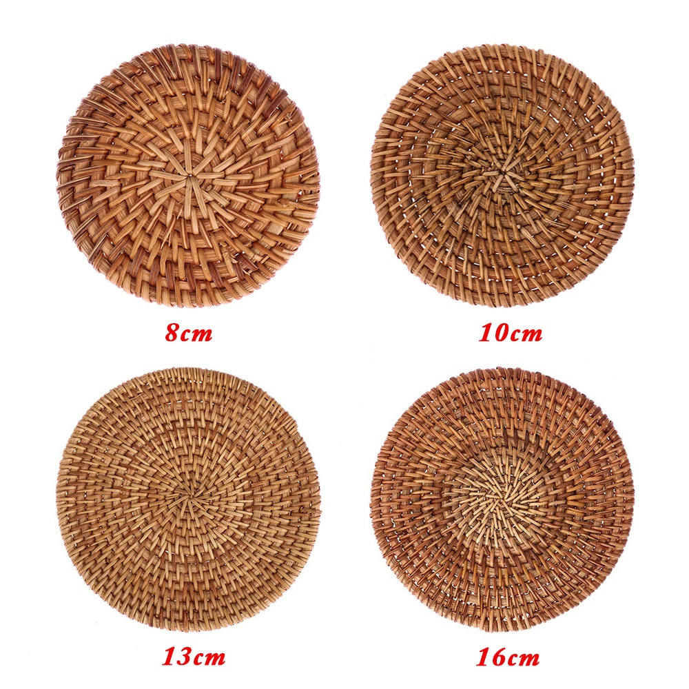 Ronde Natuurlijke Rotan Isolatie Onderzetters Cup Mats Bowl Pad Handgemaakte Placemats Keuken Decoratie Accessoires