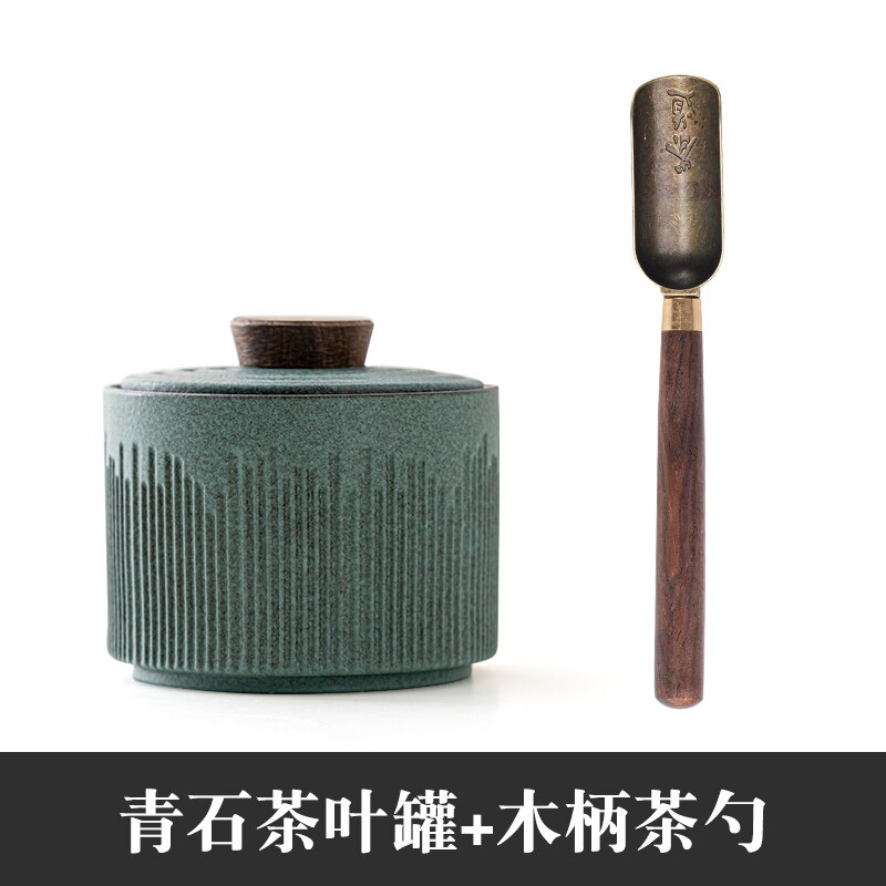 Ceramic Green Tea Caddy Household Storage Tank with Lid Kitchen Condiment Dispenser Sugar Bowl and Salt Bowl Desktop Ornaments: E