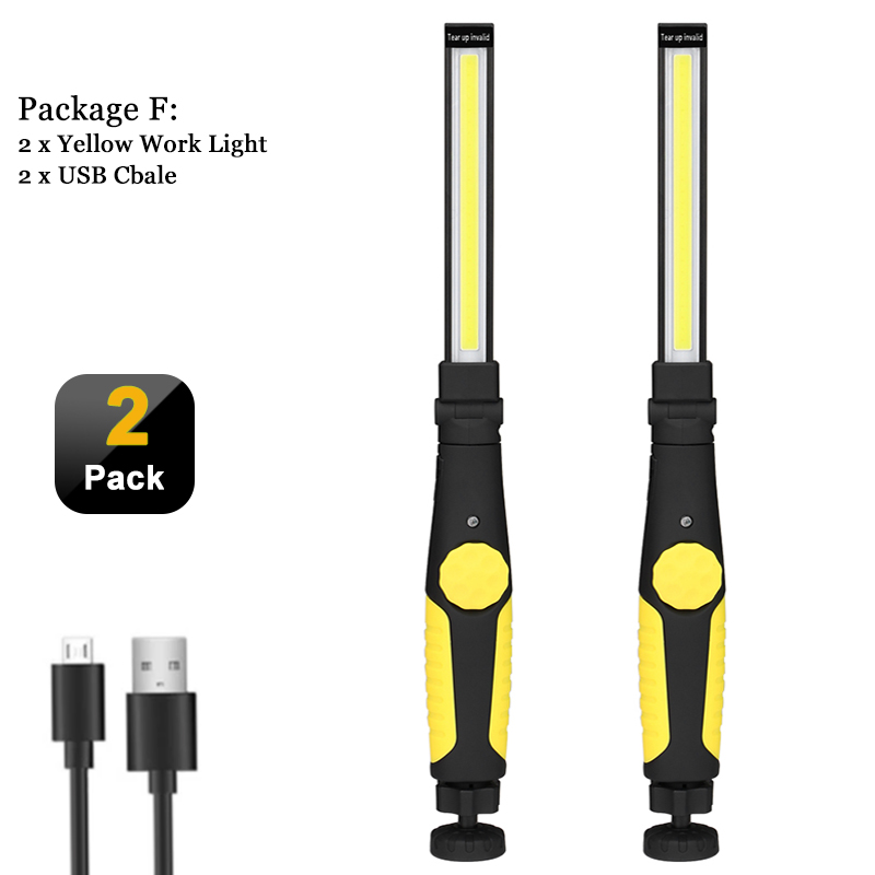 Lampes de travail LED COB, lampe de poche pliante avec Base magnétique, bande Rechargeable, lumière d'inspection lumineuse pour la réparation automobile: Blanc froid