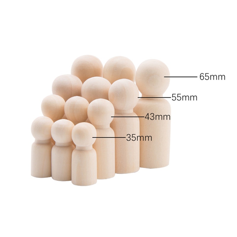 Baby Toys 10pcs Peg Dolls Maple Wood Wedding Dolls Home Decor Diy Nature Wooden Dolls Montessori Toy Baby Products 35/43/55/65mm