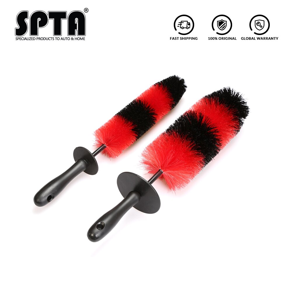 SPTA 18" Wheel Brush Flexible Rim Cleaner Rocket Shape Red and Black Car Cleaning Products Wash Tools for Auto Wheel Cleaning: 2Pcs Mix Brush