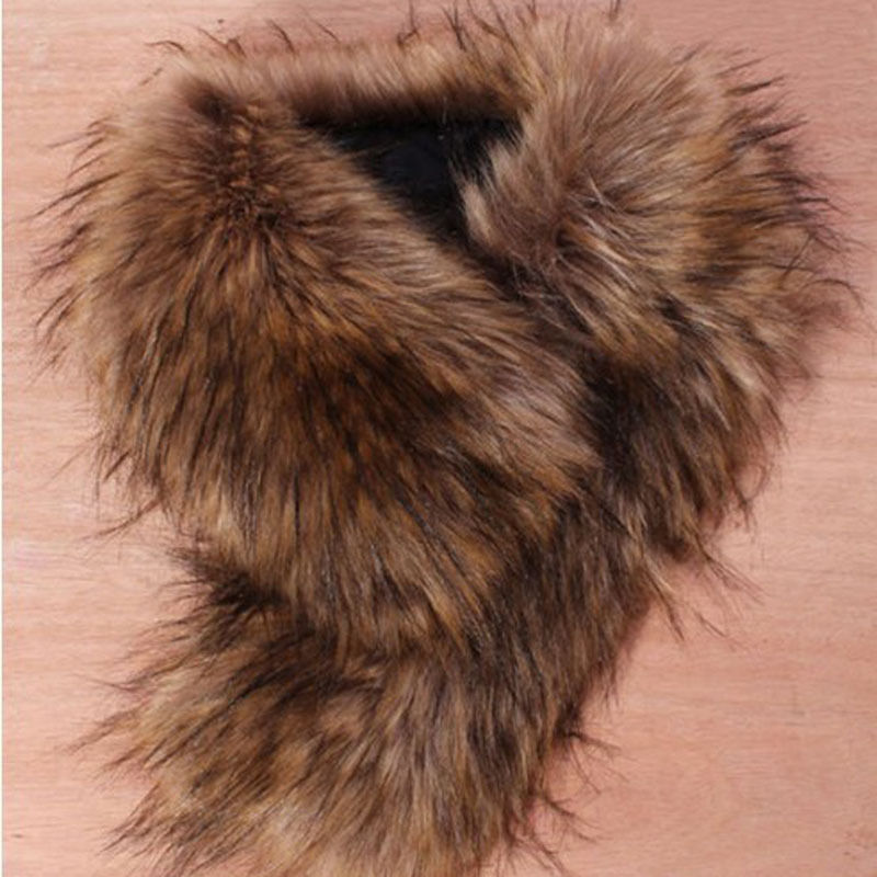 Bufandas de piel sintética para mujer, Collar, chal, chal, estola, capucha, embellecedor, mullido, , , de , Cuello de piel, pañuelo para mujer: Marrón