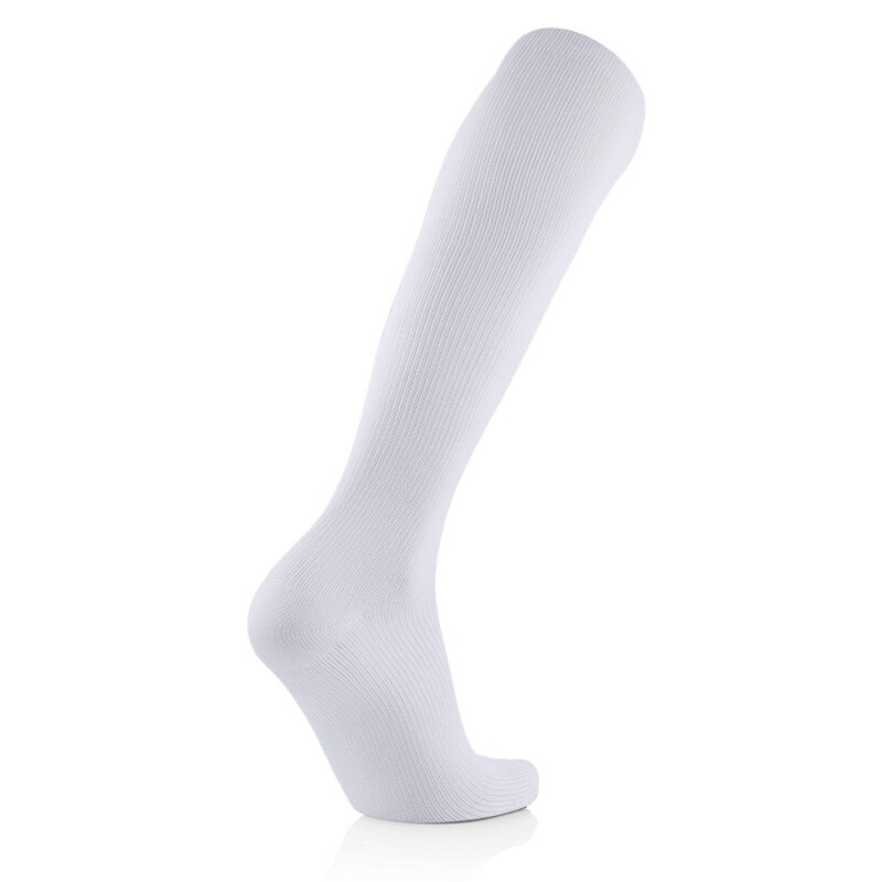 Chaussettes de Rugby en cours d'exécution hommes femmes chaussettes de Compression chaussettes longues pour infirmières attelles de tibia chaussettes de voyage de vol: WYSZ03-White / S-M