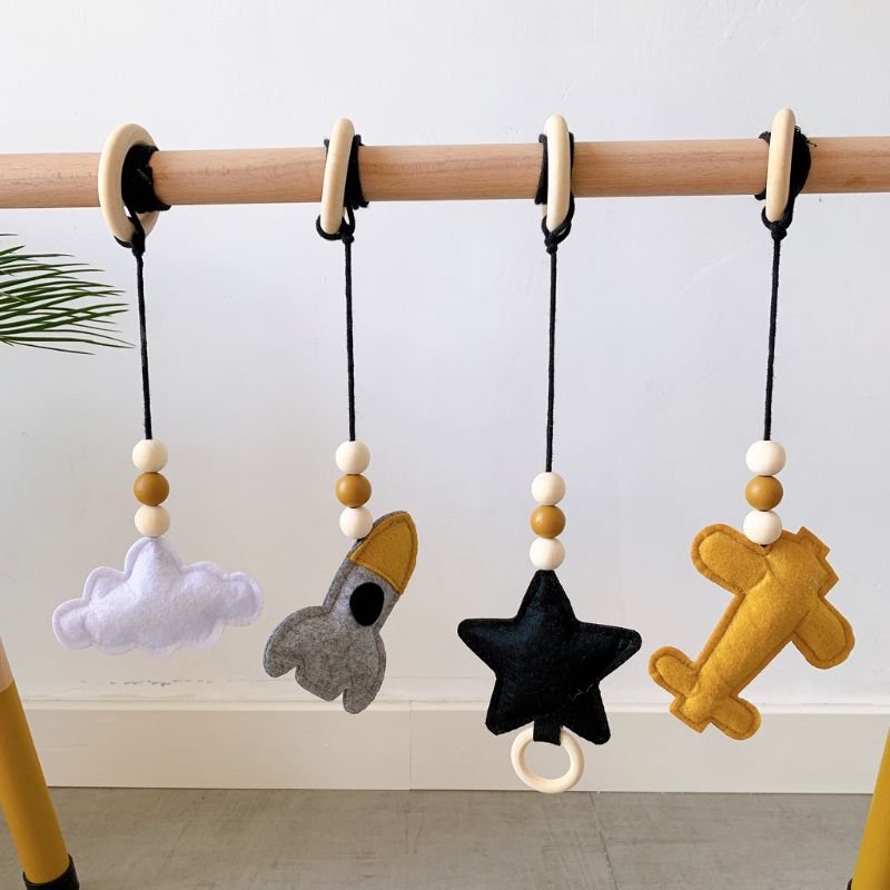 4 Stks/set Massief Houten Fitness Rack Hanger Kinderen Kamer Decoratie Zuigelingen Baby Gym Speelgoed Opknoping Ornamenten