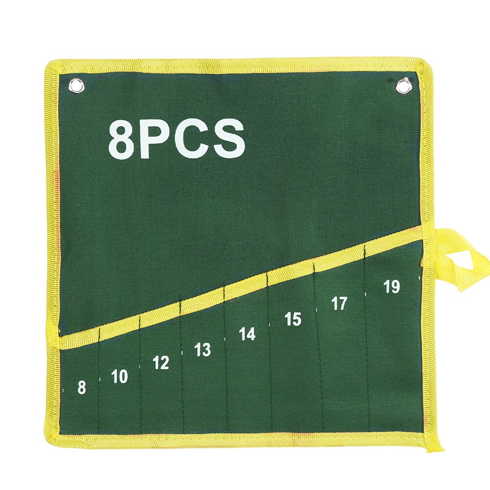 6/8/10/12/14/25 Pockets Double Opening Offset Ring Spanner Kit Case Tool Bag Spanner Wrench Roll Up Storage Organizer Bag Pouch: 8pcs