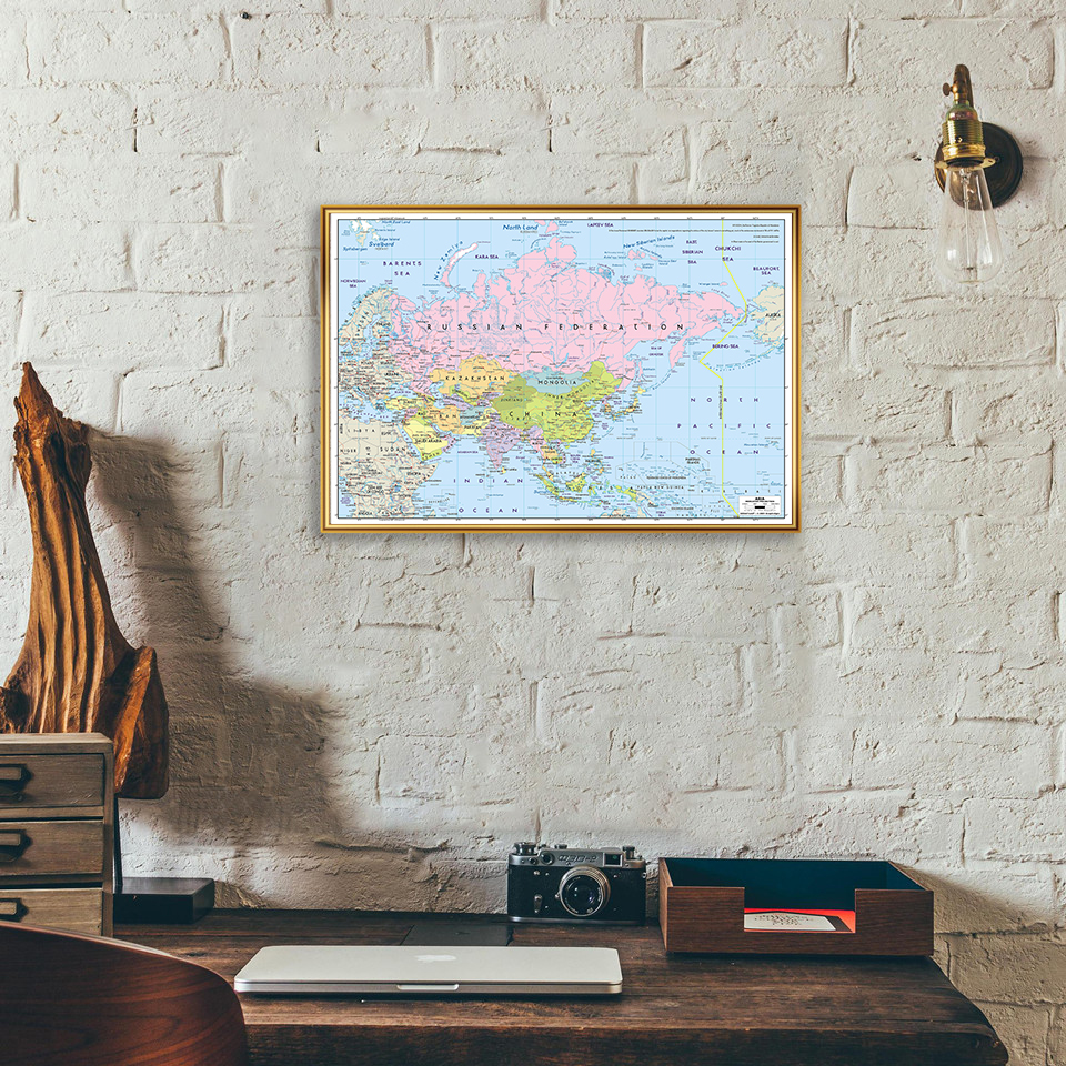 59*42cm The Asia Map Modern Wall Art Poster Canvas Painting Living Room Classroom Home Decor Travel School Supplies