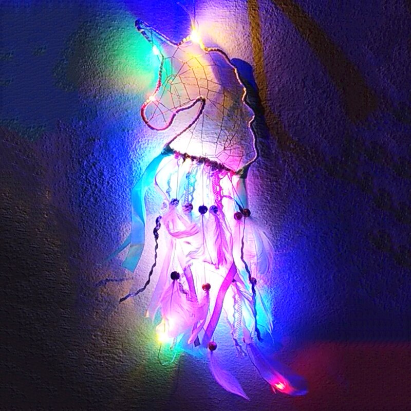 Luces LED, accesorios de atrapasueños de unicornio, adornos colgantes de pared, decoraciones para niños de unicornio brillante, decoraciones para de cumpleaños, Baby shower glow