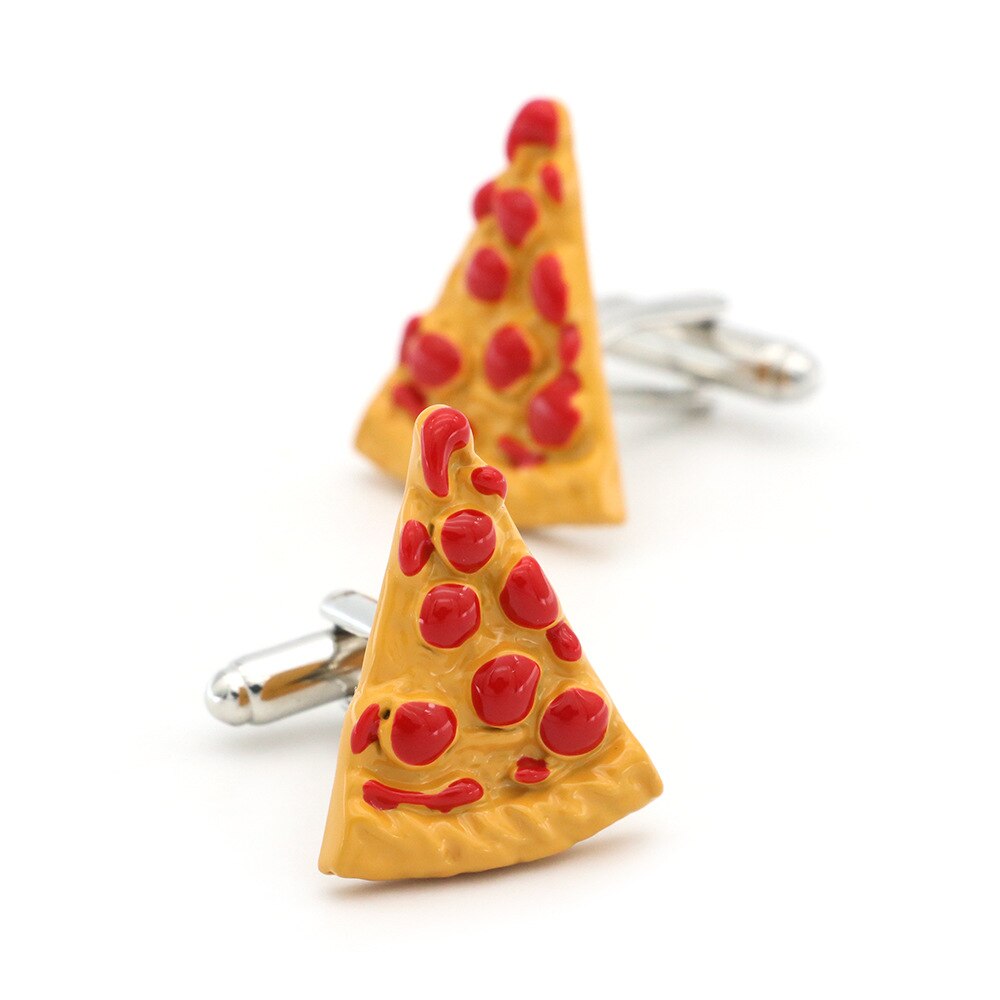 Pizza abotoaduras moda masculina unissex presentes diário francês acessórios camisa botões vida série alimentos manguito links