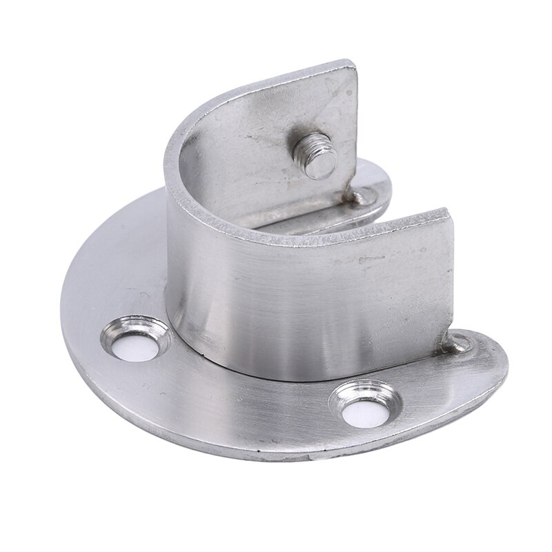 Stainless Steel Pipe Bracket 25/32mm Dia Tube Support Flange Seat For Wardrobe Hanging Rail Rod Pole Socket End Holder