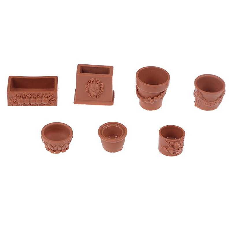 7pcs/set Resin Flowerpot Bonsai Pots Mini Garden Plant Pot Home/Office/Garden Decoration Supplies Doll House Accessories