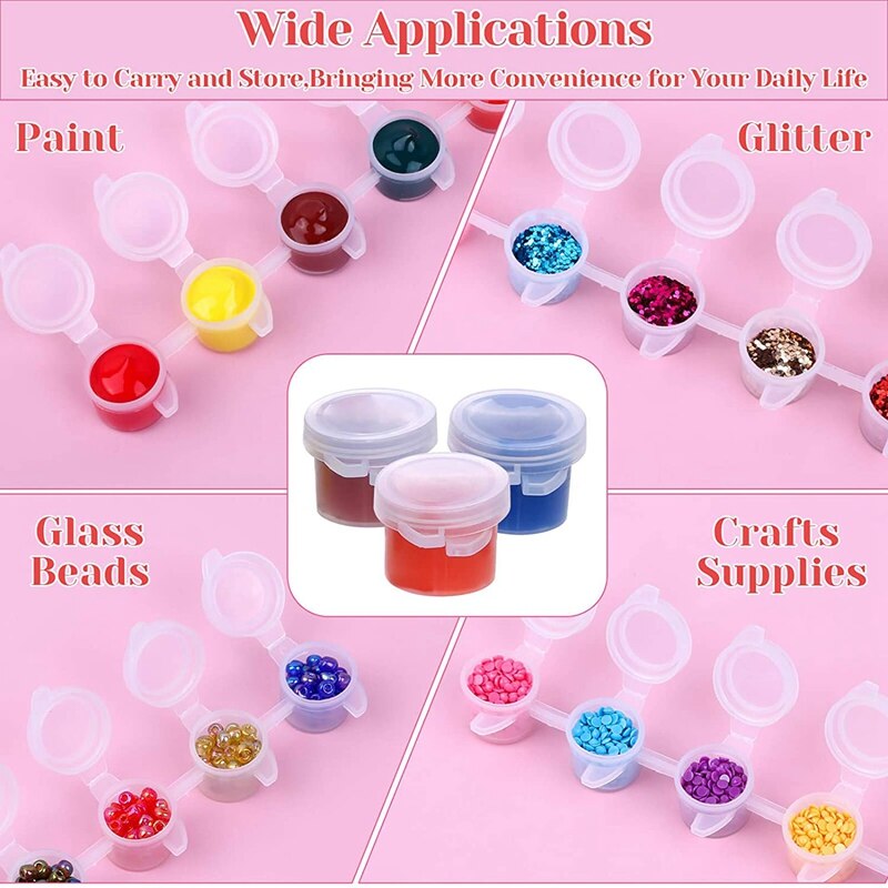 240 Stuks Lege Verf Pot, 40 Strips Acryl Mini Verf Container Strips Opslag Met Deksels Voor Kunsten En Ambachten Verf 3Ml
