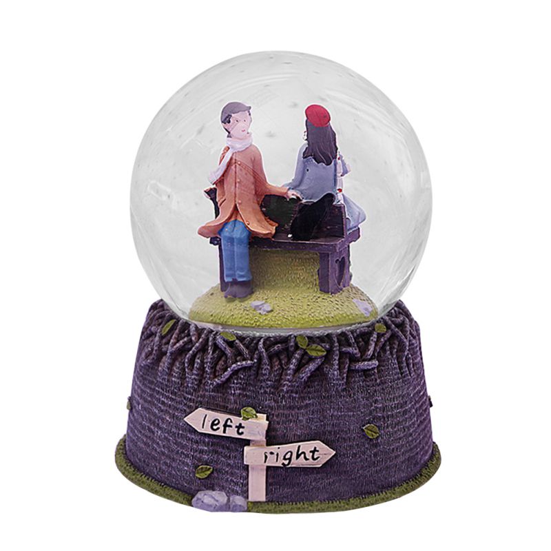 Valentine's Day Christmas Resin Music Snow Glass Santa Claus Crystal Ball Children Snow Ball, Crystal Music Box: Light Green