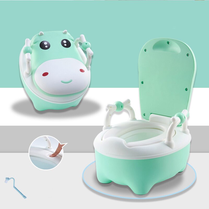 Baby Potje Wc Kinderen Training Pot Toiletbril Kids Cartoon Koe Potje Draagbare Kinderen Urinoir Comfortabele Rugleuning Potje