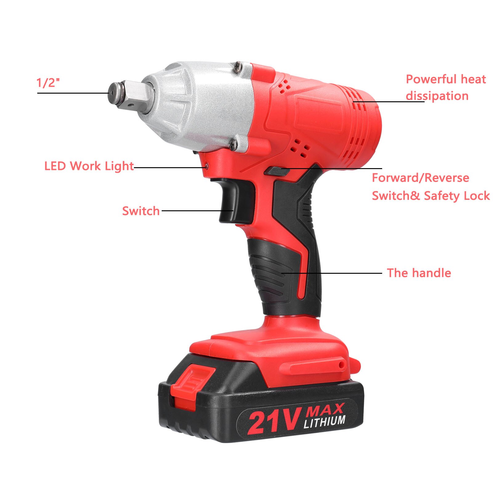 Cordless Electric Wrench Screwdriver Impact Drill Brush Motor Stepless Speed Control High Torque Power Tools Rechargble Battery