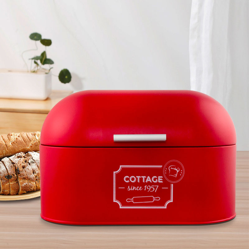 European-style Large-capacity Dustproof Bread Box Kitchen Baking Bread Food Tool Storage Box Home Iron Storage Box: red