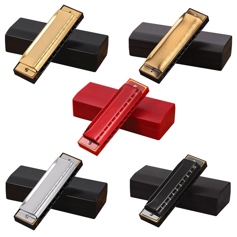 Key of C Blues Harmonica 10 Holes 20 Tones Diatonic Blue Harp Mouth Harmonica Organ for Adults, Players