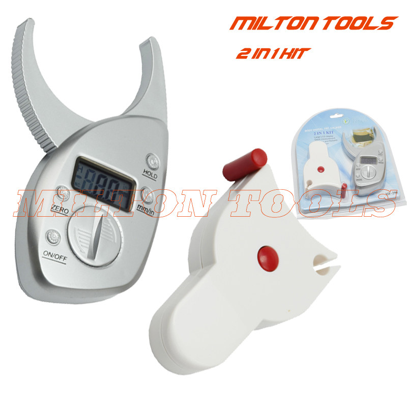 2in 1 Kit Digital body fat caliper and body measure tape Digital body fat analyzer + Tape Measure Pack Skin Muscle Tester
