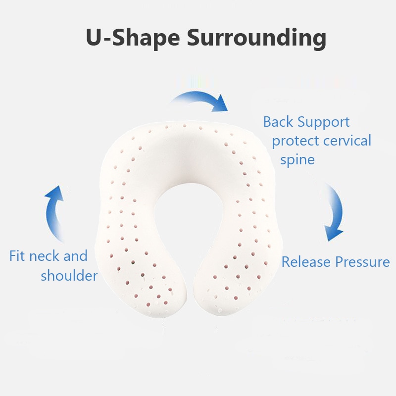 PurenLatex U Shape Travel Pillow Neck Protect Cervical Spine Thailand Pure Nature Latex Orthopedic Head Pillow Office Train
