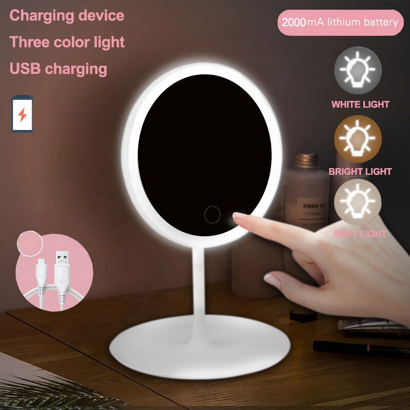 Makeup mirror with led mirrors 5 times magnifier standing mirror touch screen vanity mirror With lights desk cosmetic mirrors