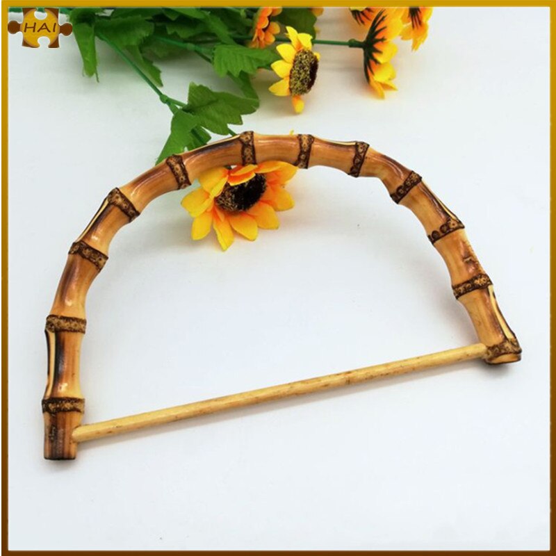 Asas de madera de bambú en forma de D para bolsos, Asa de mano hecha a mano, marco de bolso ambiental, accesorios de 13x9,5 cm