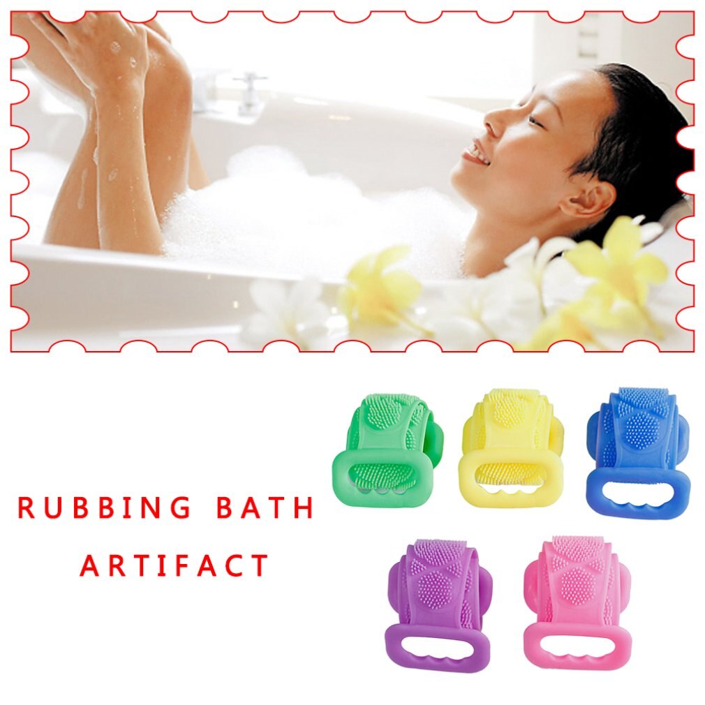 1 sæt gnidningsgenstande silikone badehåndklæde bad gnidning tilbage massage badebørste silikone børster badehåndklæder
