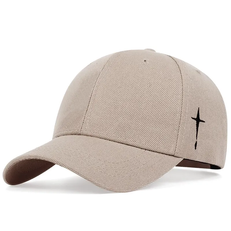 Gorras de béisbol con bordado de gota de agua cruzada Simple Unisex, sombrero informal ajustable para exteriores para primavera y otoño, sombrero protector solar: Caqui