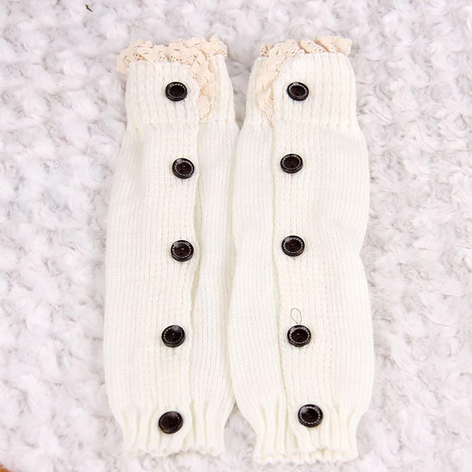 Children Boot Cuffs Winter Buttons Knit Leg Warmers Boot Topper Socks 2 Pairs Breathable Windproof Comfortable Socks Medias: White 