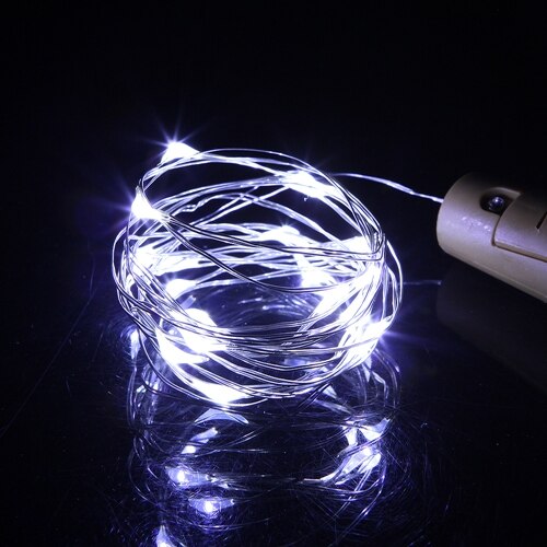 Guirlande lumineuse pour bouteille de vin en forme de liège 1m/2m, LED cordes avec bouchon de bouteille décorations, pour halloween, fête de noël: White / 2m 20leds
