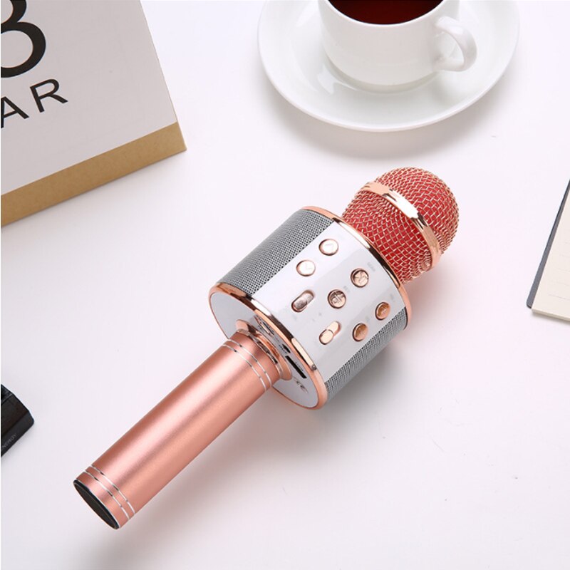 Phone k song microphone microphone audio microphone k song treasure live Bluetooth wireless condenser microphone: Red