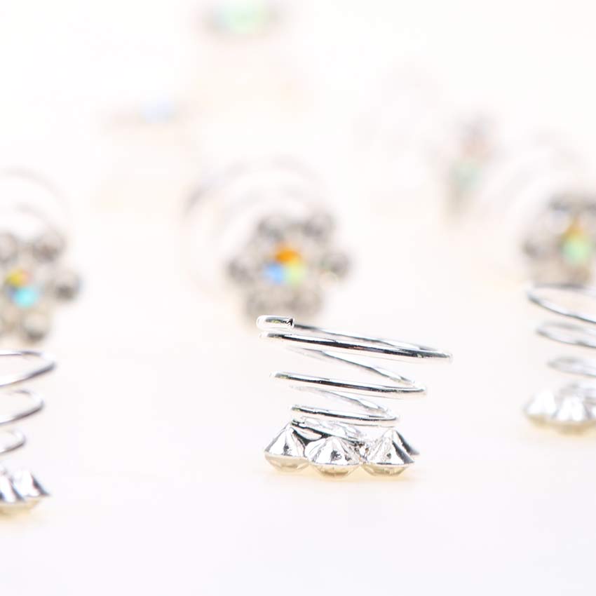12PCS Della Signora Sposa Tornante Europeo di Design Floreale Fiori di Strass Spirale Forcelle Decorazione Dei Monili Dei Capelli