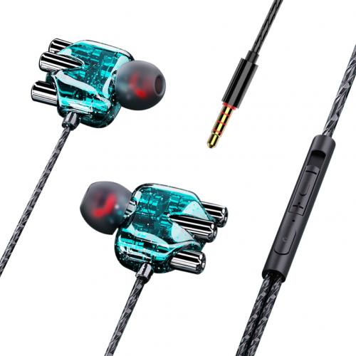 In-ear dual coil tung bas hifi-ljud sporthörlur med mikrofon för huawei: Grön