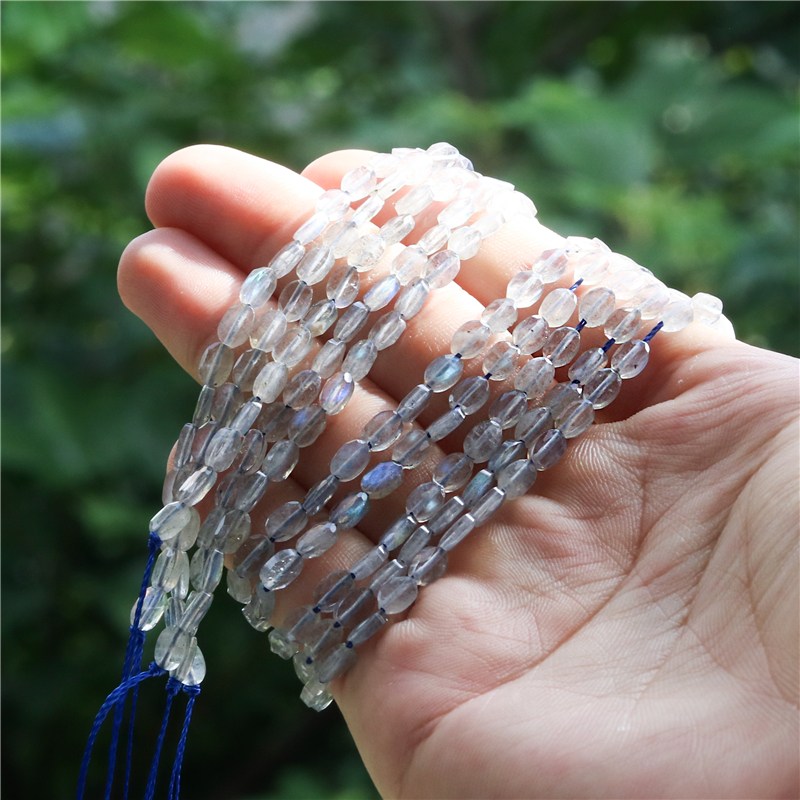 Cuentas facetadas ovaladas de labradorita de piedra Natural, tamaño 4x6MM para fabricación de joyas, pulsera Diy