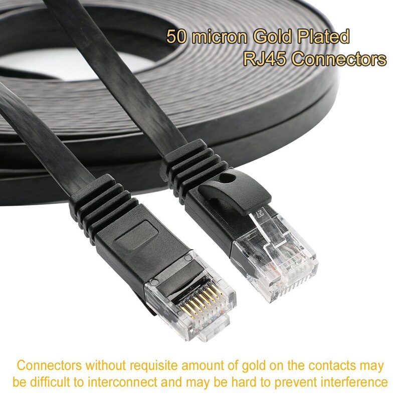 6 Pcs 1 Ft Flat Internet Network Cable Solid Cat6 High Speed Patch Lan Wire With Snagless Rj45 Connectors