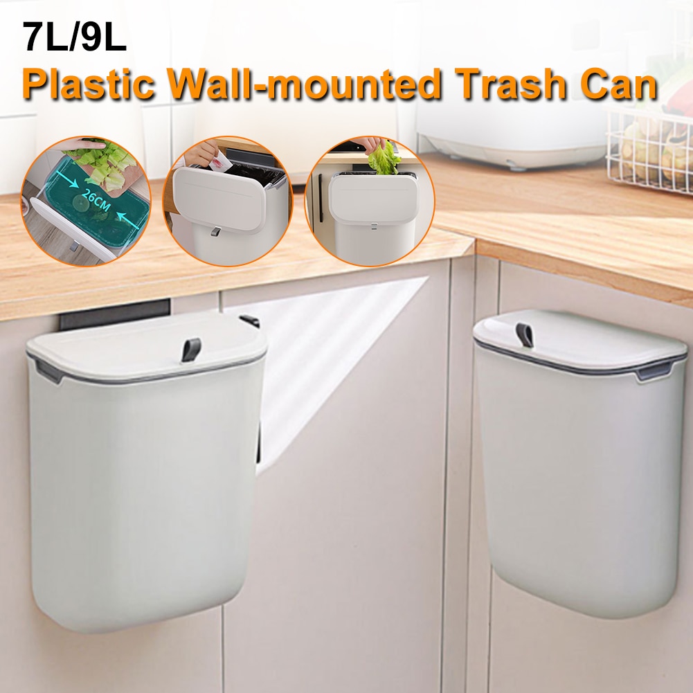 7/9L Wandmontage Vuilnisbak Met Deksel Afvalbak Voor Keukens Kast Deur Opknoping Prullenbak Garbage Auto recycle Vuilnisbak Vuilnis