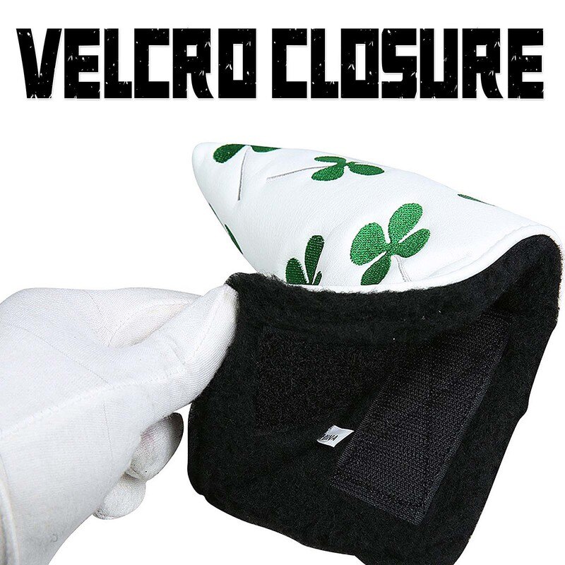 Shamrock Lucky Clover Golf Putter Head Cover Headcover Blade Black White Fit All Brands for Men Women