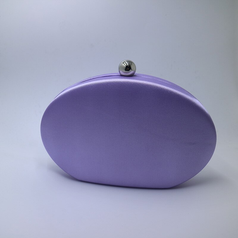 Nuphia Ovaal Shape Zijde Satijn Avond Clutch Tassen voor Vrouwen Party Prom Roze/Zilver/Paars: Bright Purple