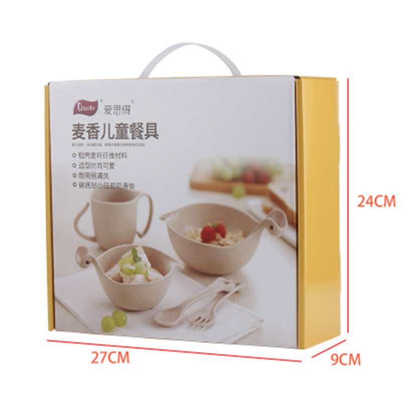 Ideacherry 5 stks/set Kinderen Baby Bamboe Servies Voeden Dinosaurus Gerechten Zuigeling Kom Plaat Kop Lepel Vork Servies voor