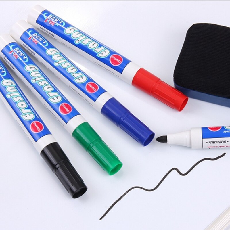 4Pcs Veel Vier Kleur Whiteboard Marker White Board Marker Milieuvriendelijk Marker Kantoor Schoolbenodigdheden Zwart Rood Blauw Groen