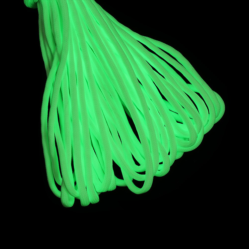 Alta qualità 25/50/100FT metri sopravvivenza Paracord corda luminosa campo bagliore Paracord 550LB 9 fili cordino corde corde all&#39;aperto