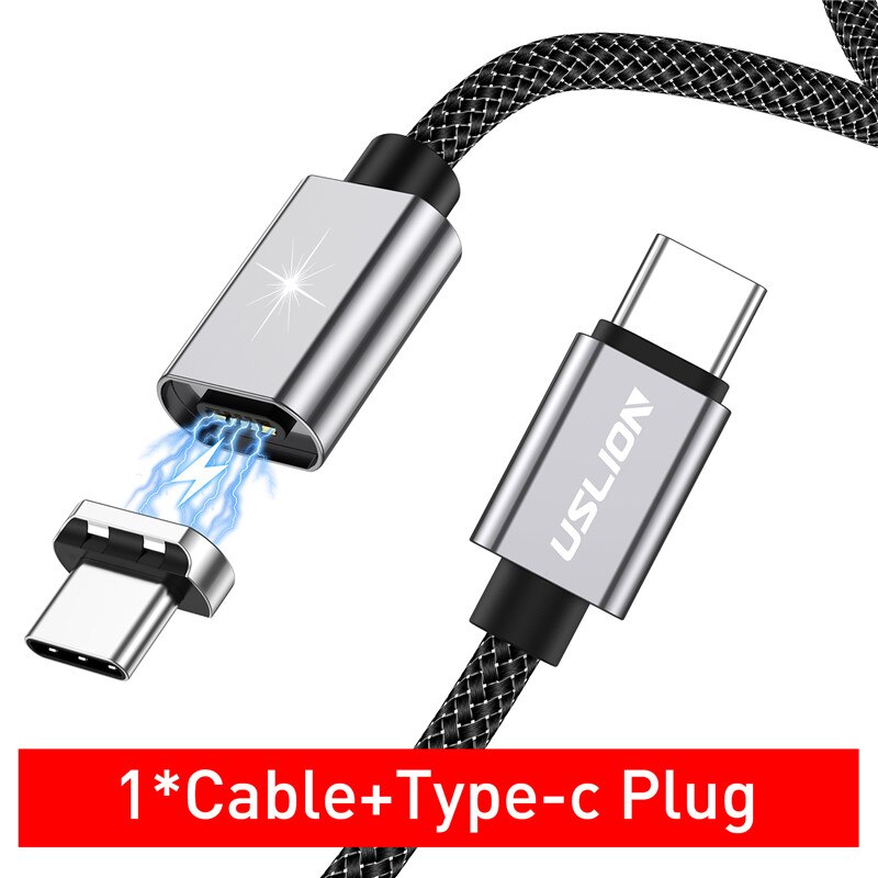 Cabo usb magnético uslion 5a tipo c, fio de carregamento super rápido para macbook 100w pd USB-C tipo c-c fio para xiaomi samsung note: Cable Plug