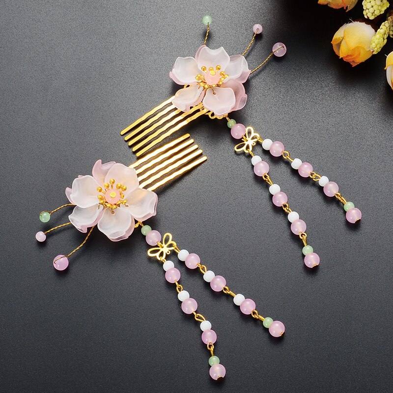 Antika smycken kamklämma blommor insatta på klippet bob fairy the retro hanfu håraccessoarer