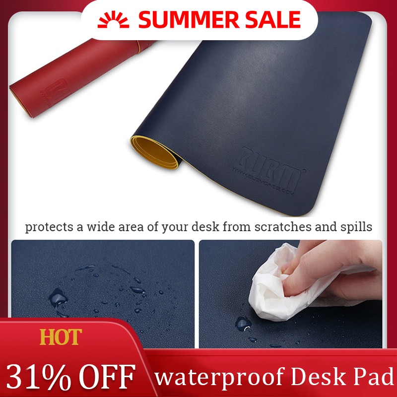 Protector de almohadilla de escritorio impermeable BUBM, organizador de Blotters para teclado y Escritorio de cuero PU con superficie de escritura cómoda