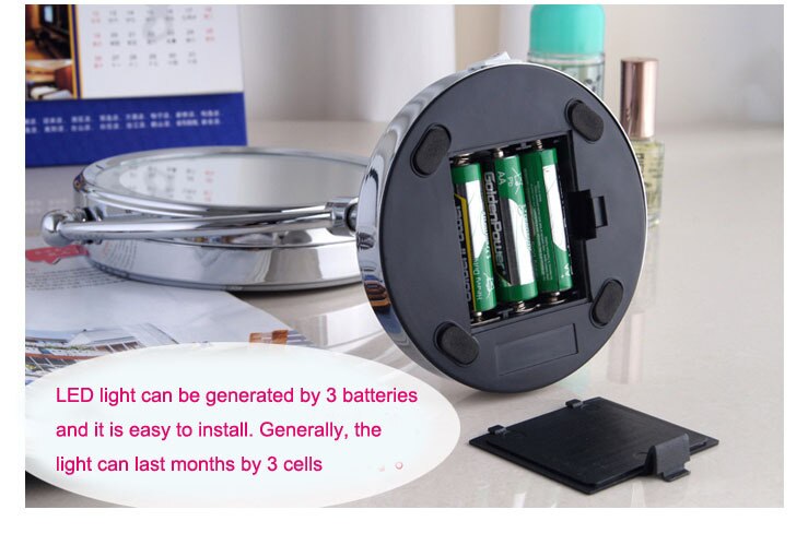 6'' bathroom LED mirror desk makeup illuminator for cosmetic and shaving magnifying function bathroom accessories